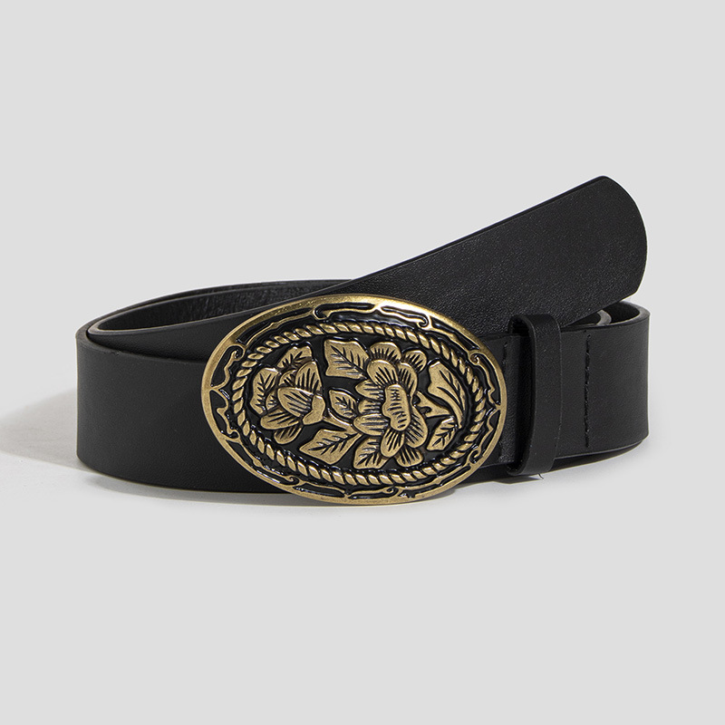 High-grade Women's Belt Vintage Carved Buckle Elegant Fashion New Women's Belt PU Belt