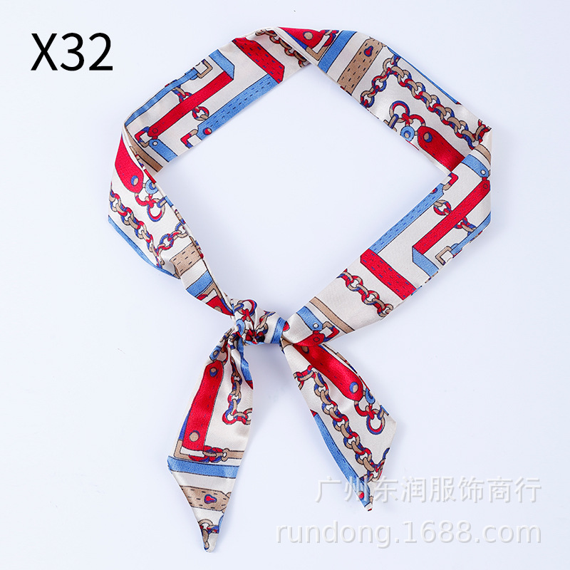 Picture of Silk Scarf Wholesale Long Beveled Small Silk Scarf Double-layer All-match Hair Belt Ribbon Decoration Tie Bag Hand Gift Box Silk Scarf