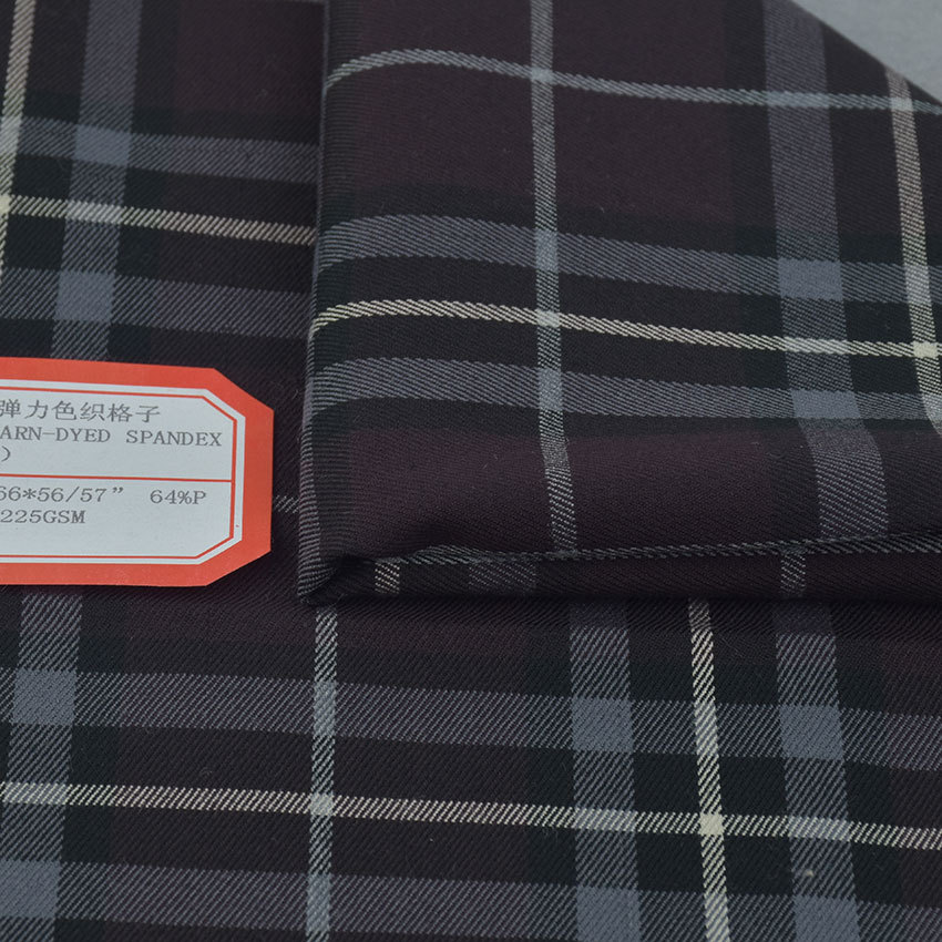 Picture of Yarn-dyed plaid polyester viscose elastic Plaid 40/2 yarn-dyed plaid pants 40D yarn-dyed plaid trench coat