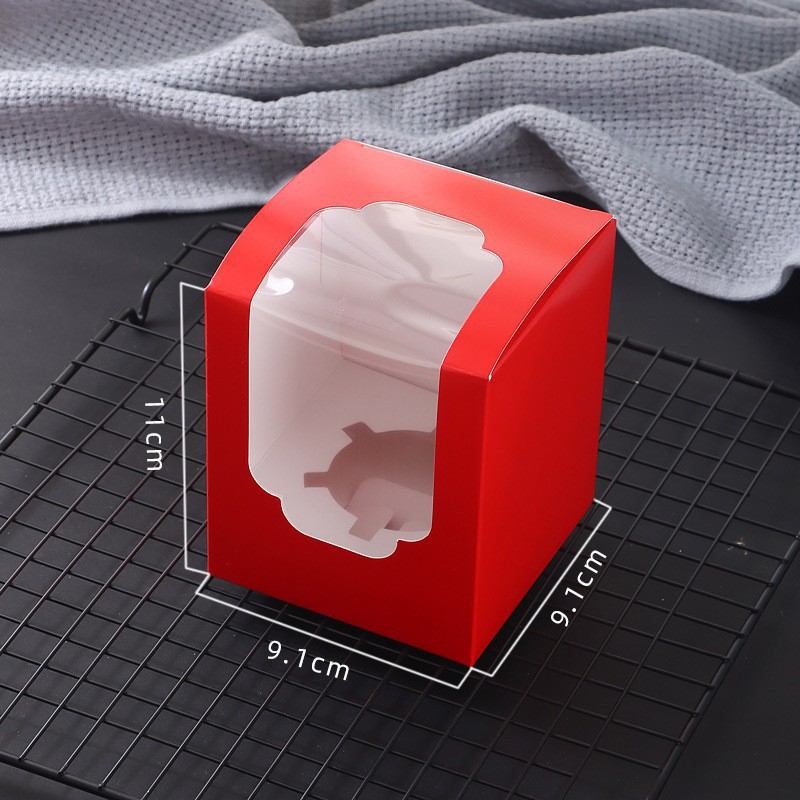 1 Piece Window Paper Cup Cake Packaging Box Muffin Box Egg Tart Box Baking Dessert Packaging Box