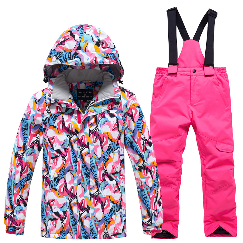 Picture of New Children's Ski Suit suit Boys' and Girls' Outdoor Thickened Warm Ski Two-Piece Set