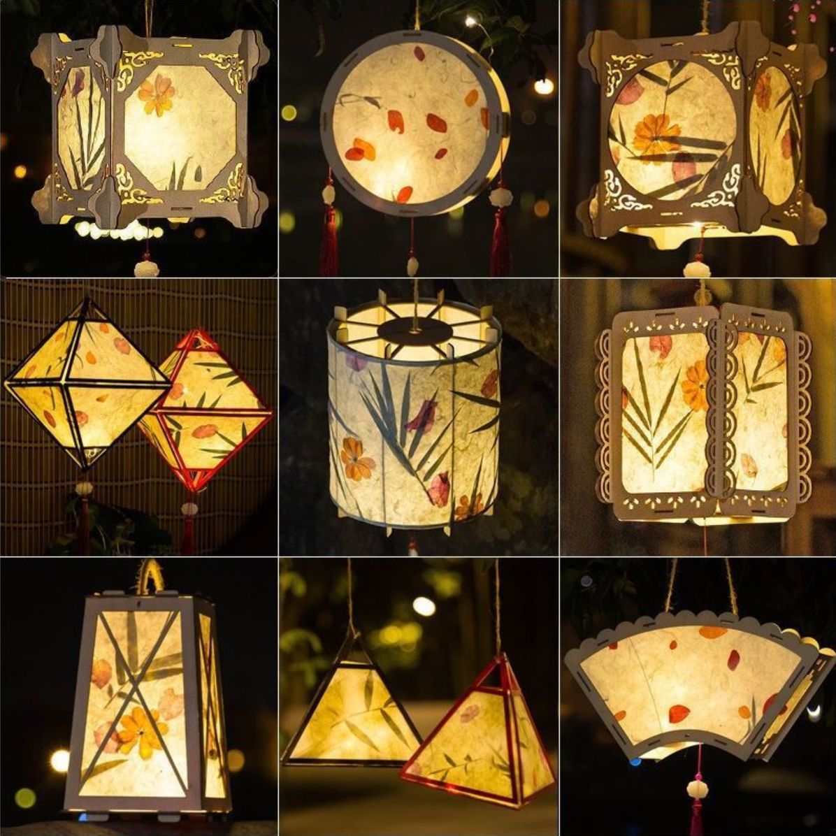 Mid-Autumn Festival Lantern DIY Kit for Children, Creative Vintage-Style Lanterns, Handmade Lanterns, Hanfu Hanging Decorations
