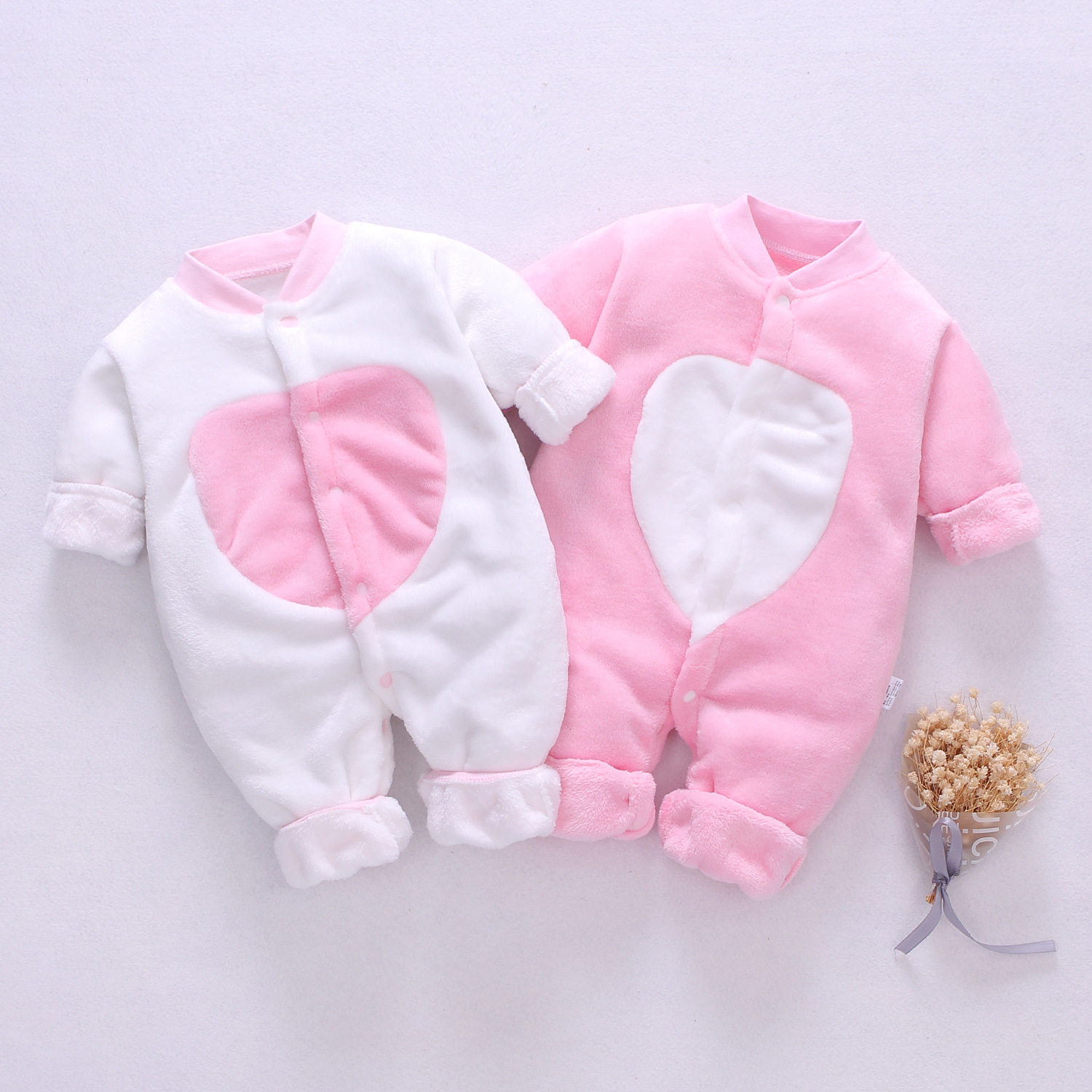 Picture of Baby Clothes Clothing Spring Autumn and Winter Short-sleeved Thickened Hassel Men's and Women's Baby Flannel Warm Jumpsuit Pajamas