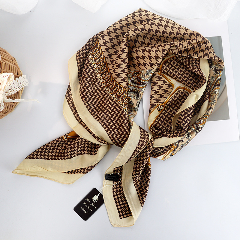 Picture of 90cm Cloud Brocade Square Scarf Hangzhou Silk Scarf Turban Shawl Scarf Women's Summer Outer Wear Spring Autumn Winter