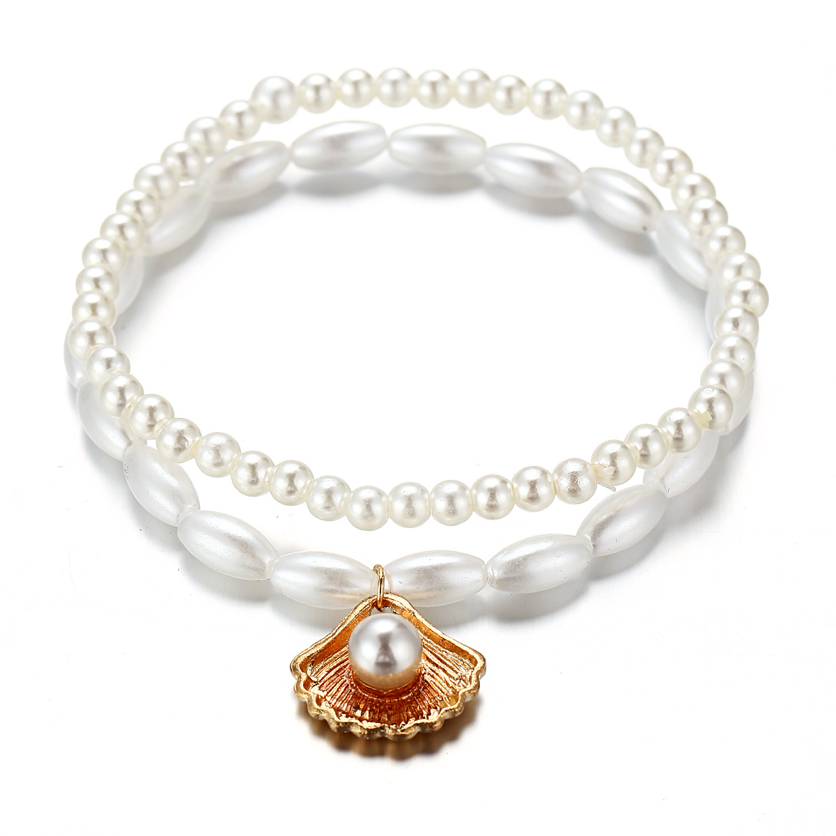Picture of 5379 Han Zhishang Europe and the United States cross-border new simple artificial pearl fan shell pendant anklet creative retro foot decoration