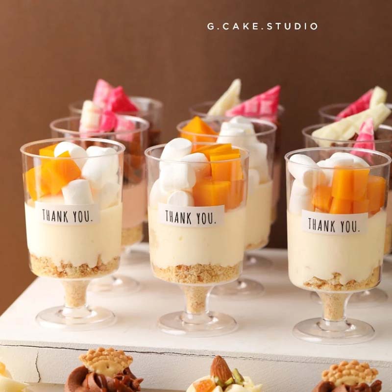 Dessert table small wine glass mousse cup pudding cup goblet tiramisu cup disposable hard plastic wedding Xi character