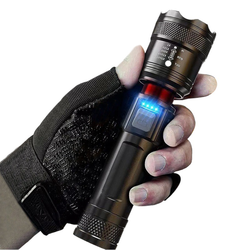 Ultra-Bright Long-Range Outdoor Patrol Flashlight Zoom Multi-Function Portable Rechargeable Ultra-Bright Light Can Be Waterproofed