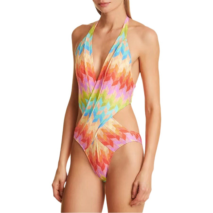2024 new European and American one-piece sexy bikini belly beach bikini skirt suit foreign trade cross-border swimsuit