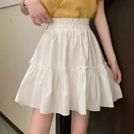 2024 Spring and Autumn Skirt Women's Small High Waist A- Line Skirt Skirt Pleated Skirt Sky Umbrella Skirt Skirt Women