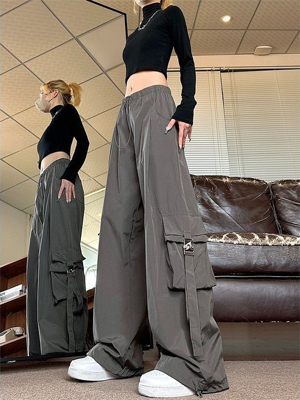 Picture of Maillard fashion tall and small parachute leg cargo pants women's loose straight niche design slacks