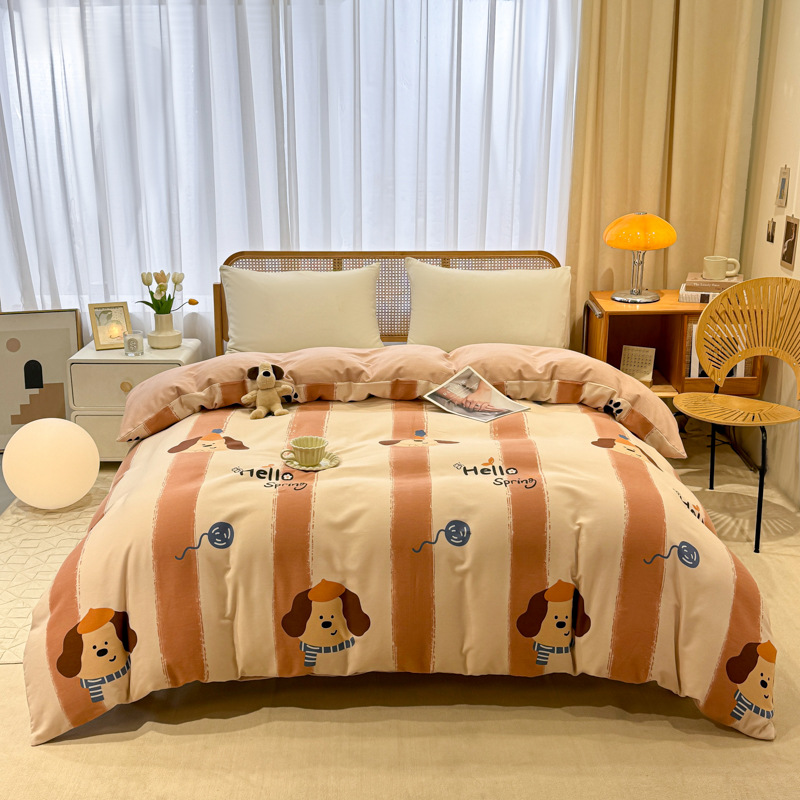 Picture of Cotton brushed duvet cover single piece modern simple single double dormitory thickened quilt cover pure cotton duvet cover single piece