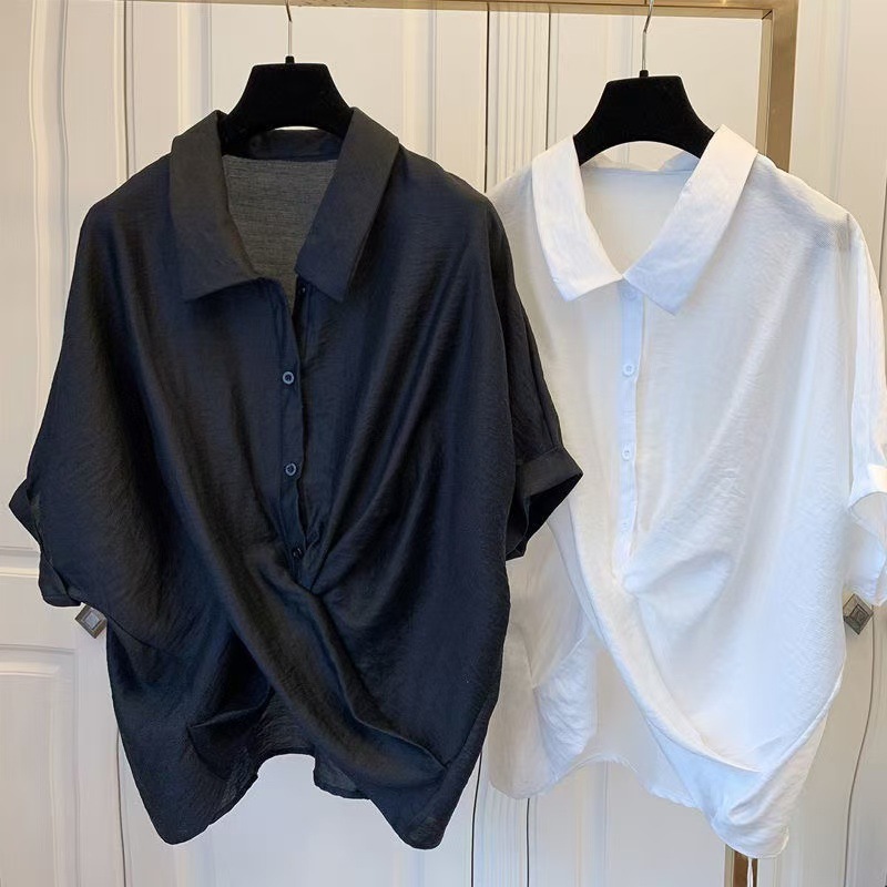 Cross-Border Supply Short-Sleeved Shirt for Women 2025 Summer Small Shirt mm Design Niche French Thin Top Shirt