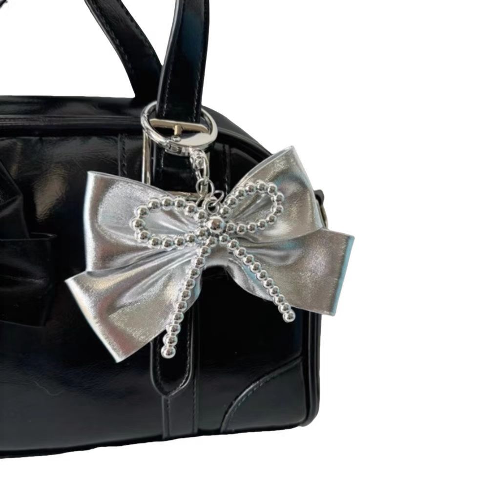 Korean Style Ins Style silver Bow Pendant Vintage Y2K Hot Girl Niche Sweet Cool Bag Pendant Keychain Accessories