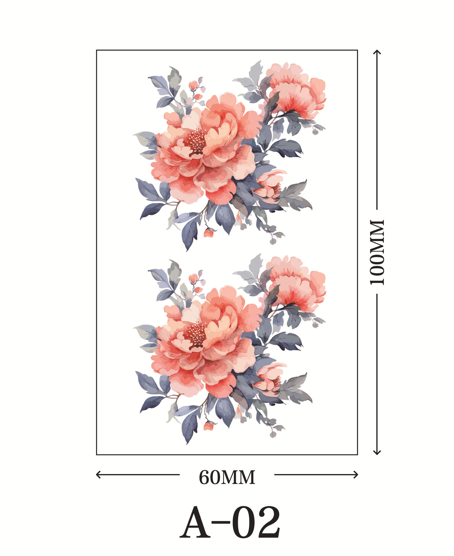 Picture of New cross-border rose flower tattoo stickers small fresh net red color tattoo stickers factory wholesale waterproof and durable