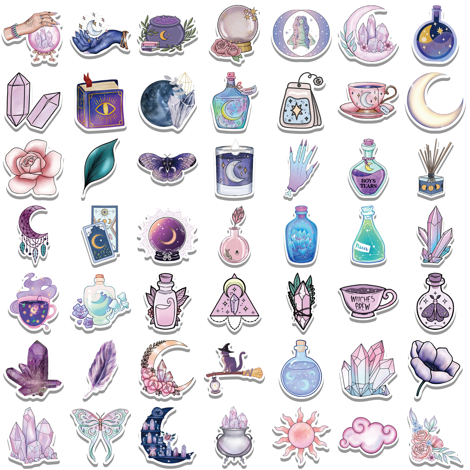 Picture of 100 pieces of purple magic moon graffiti stickers decorative luggage DIY waterproof stickers Amazon popular models can be approved