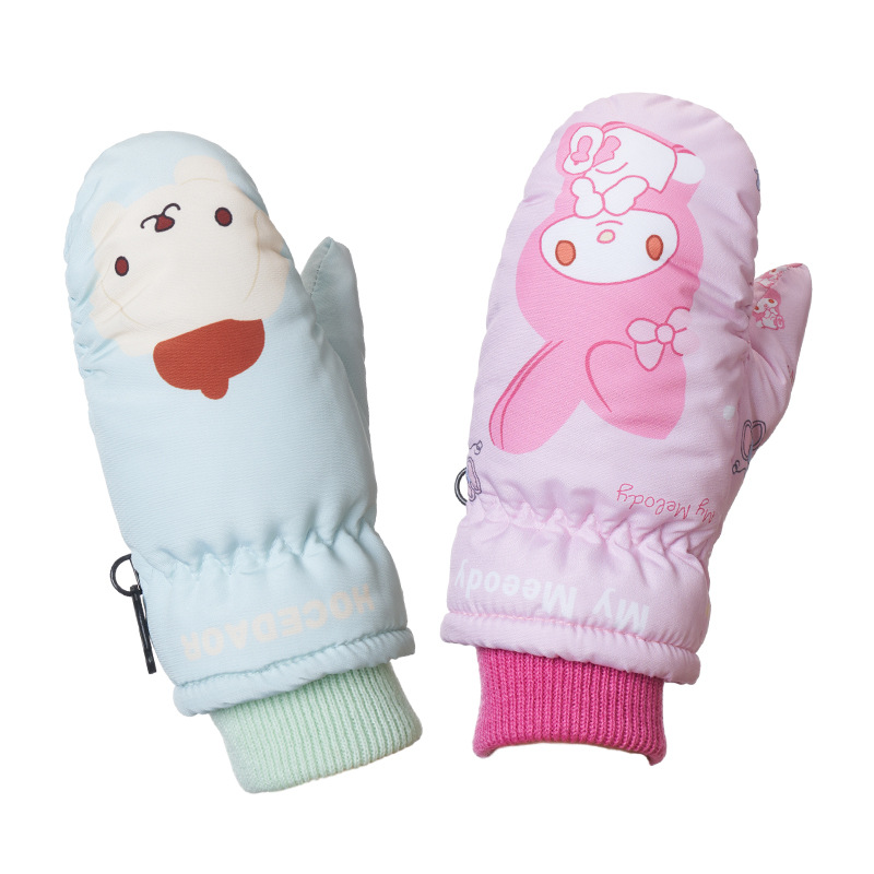 Picture of Cartoon children's fleece-lined ski gloves 2-5 years old baby outdoor warm gloves thickened non-slip children's gloves winter