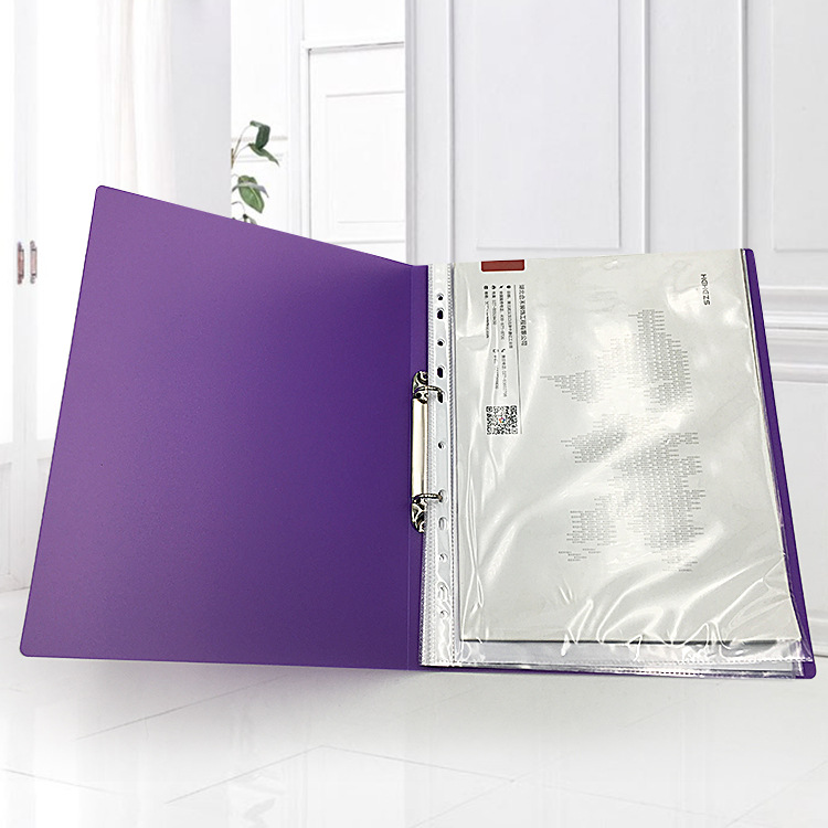 Picture of Candy-colored transparent folder O-shaped 2-hole A4 data storage binder pp office perforated file folder wholesale