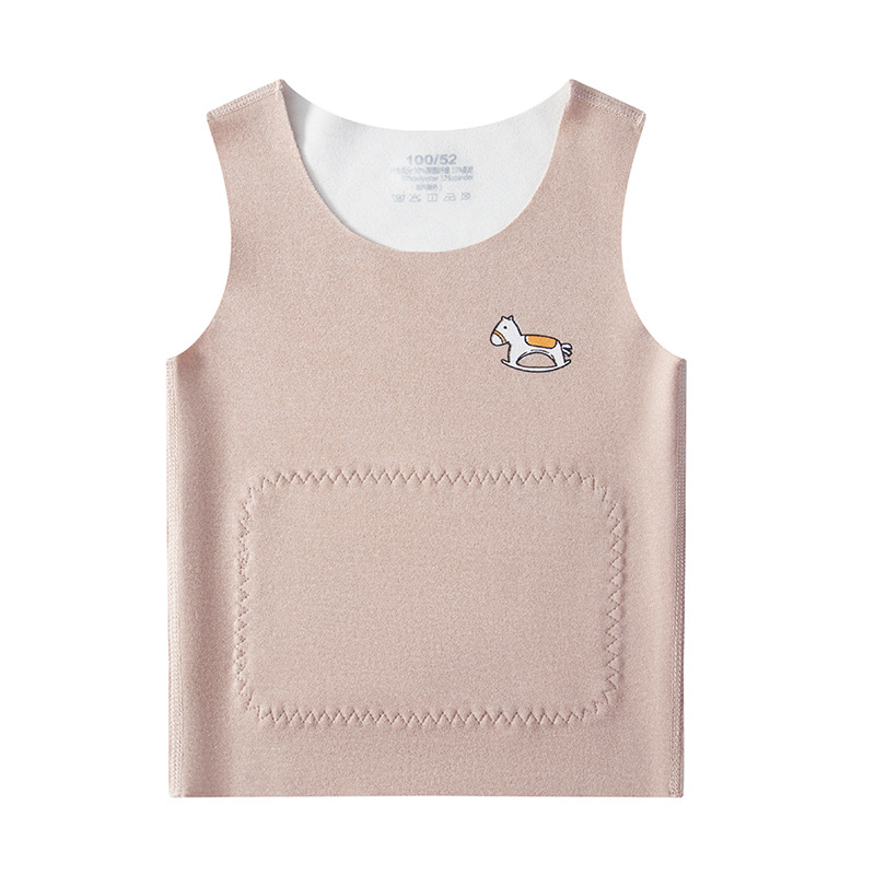 Picture of Autumn and Winter Children's warm vest boys seamless AB face girls wear patches belly base vest wholesale