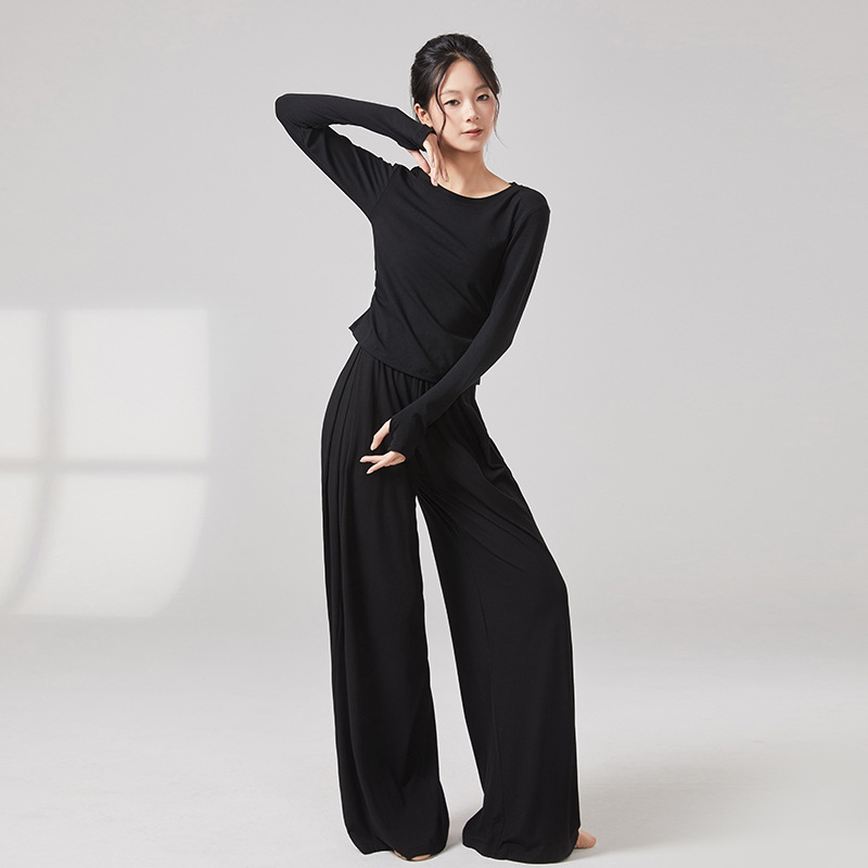 Picture of Women's dance costumes, adult body training suits, modern dance wear, ballet practice wear, crew neck slimming classical dance costumes