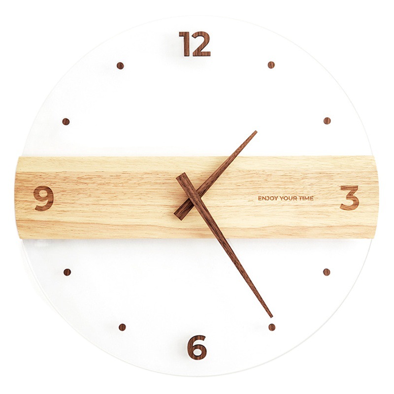 Picture of Creative Nordic Simple Real Wooden Wall Clock Transparent Clock Wall Clock Living Room Home Wall Clock Decorative Clock Light Luxury Watch
