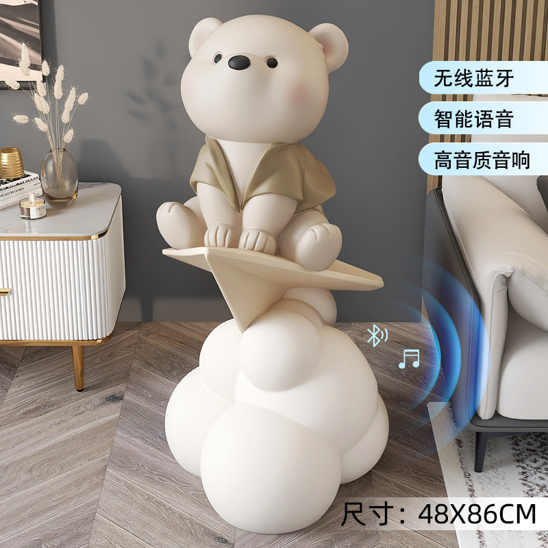 Picture of Creative Bear Moving Gift Large Floor-Standing Ornaments Living Room Tv Cabinet Next to the Sofa Accessible Luxury Home Decorations