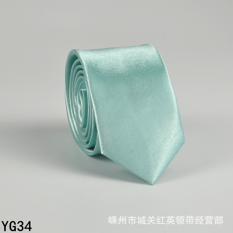 Picture of Solid color tie men's casual 5cm Korean style artificial silk narrow tie for workplace wedding business administrative wholesale