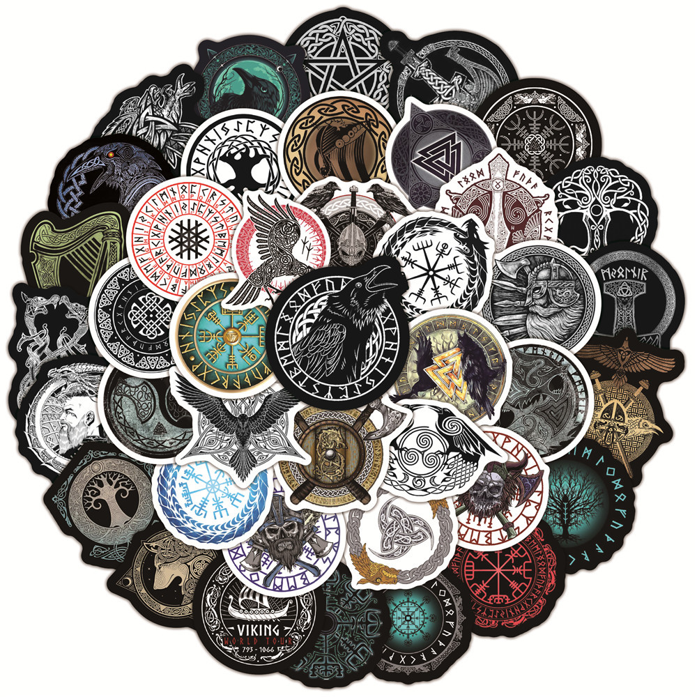 Picture of 50 new retro viking personality totem graffiti stickers trolley case motorcycle Journal stickers wholesale
