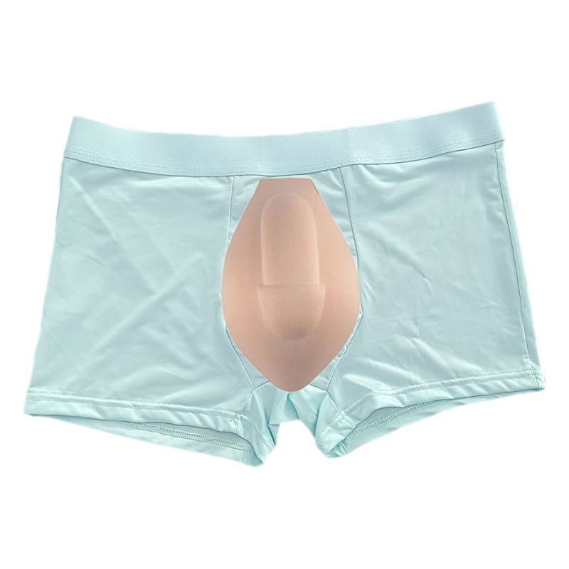 Men's boxer ice silk underwear Cup combination U convex sexy European and American Foreign Trade popular boxer underwear thin Cup