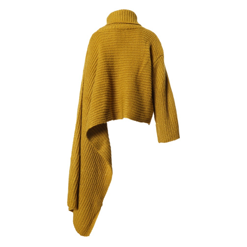 Asymmetric Design Loose High Neck Turtleneck Scarf Sweater Women's Fashionable Autumn and Winter New Loose Knitted Top