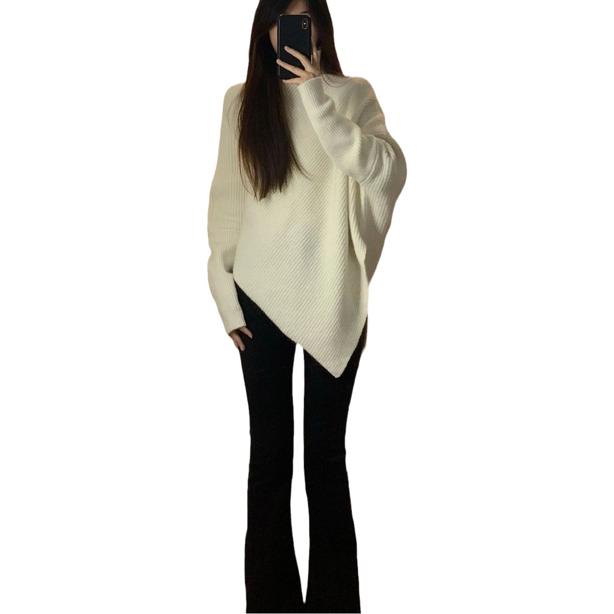 Picture of Irregular turtleneck sweater for women 2023 autumn and winter New elegant gentle Korean style New Year red lazy style thickened