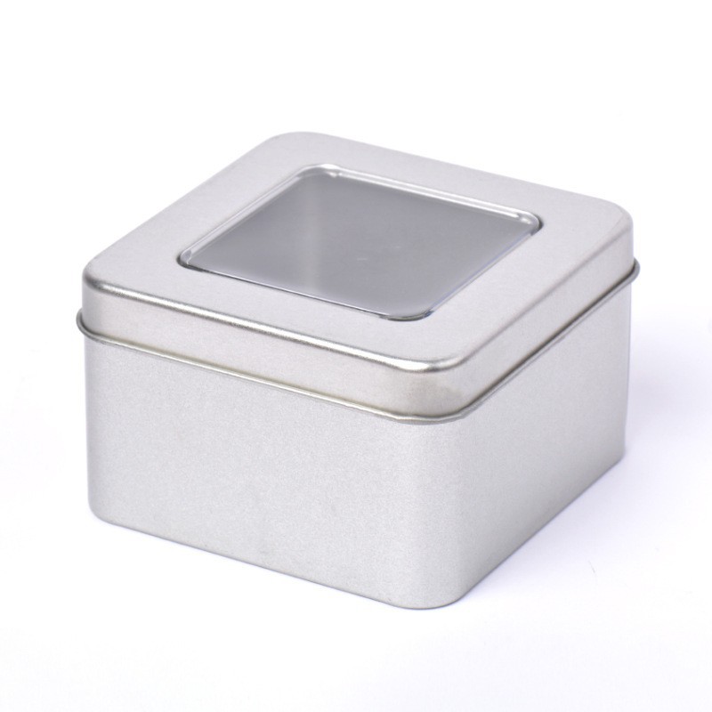 Picture of Square Iron Box Creative Cookie Nougat Window Transparent Square Custom Iron Box Packaging