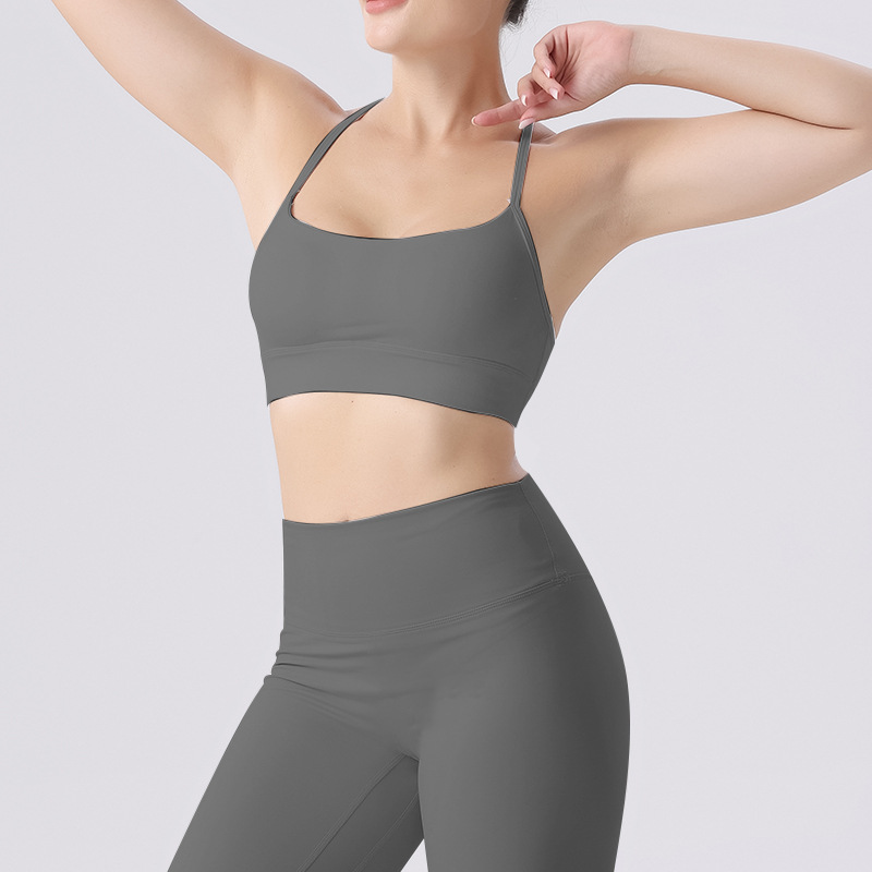 Cross-border Yoga Clothing suit Women's No Embarrassment Line Elastic Tight Running Fitness Two-piece Set