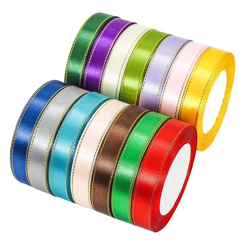Factory Wholesale 1.5cm Gold Ribbon Ribbon Gift Box Packaging Ribbon Ribbon Ribbon DIY Ribbon