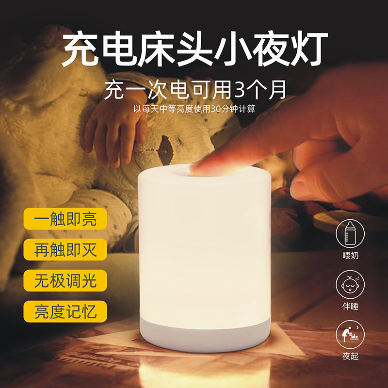 Led Bedside Night Light Touch Brightness Adjustment Long Life Bedroom Toilet Bathroom Dormitory Bedroom Wholesale Factory