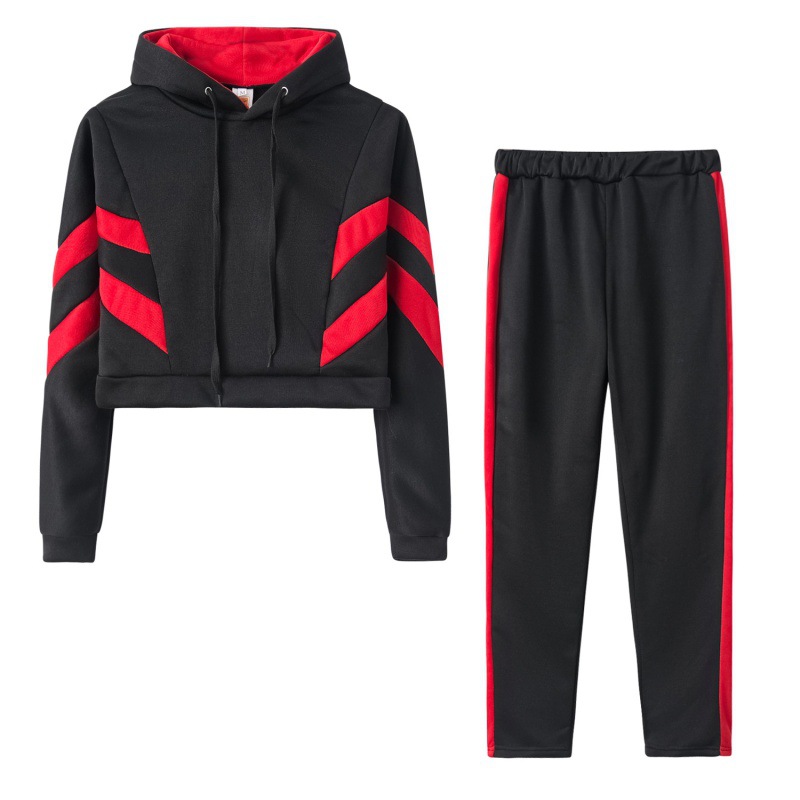Picture of Europe and the United States explosions 2022 spring AliExpress Amazon women's hooded umbilical sweater suit two-piece set