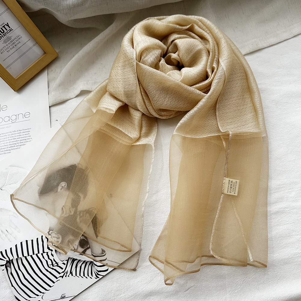Picture of Amazon Cross-border Thin Silk Scarf Women's New Autumn Sunscreen High-grade Sense Shawl Silk Gold Tape