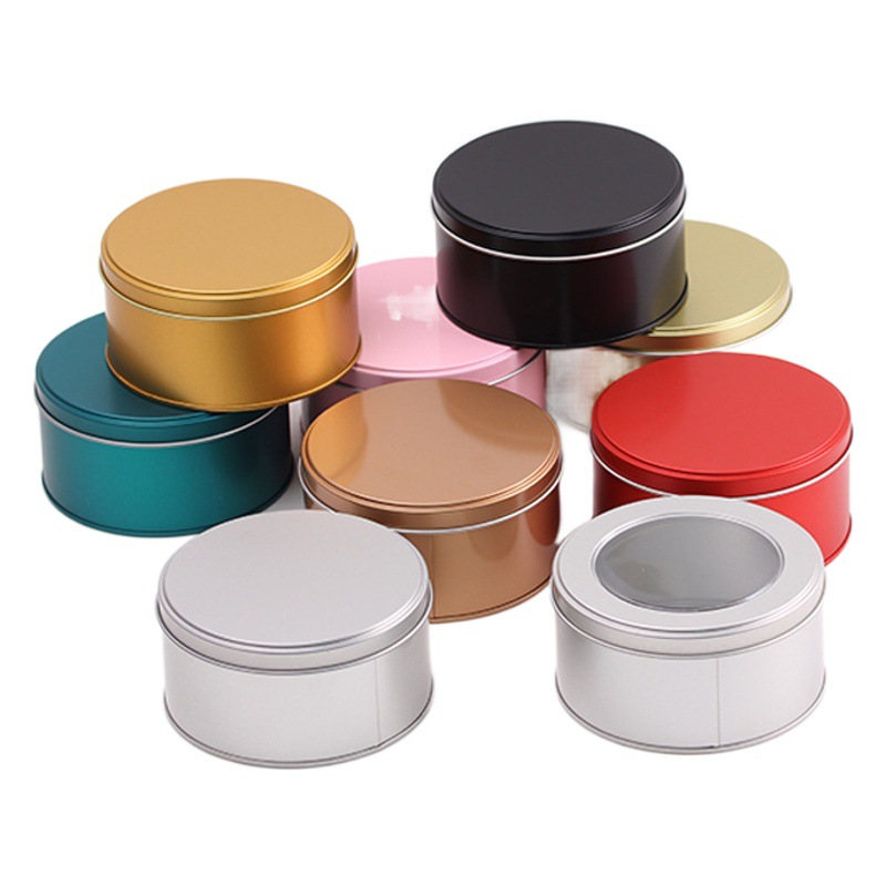 Double-Layer Rust-Proof Round Cake Tin Can, Tiramisu Tin Can with Window Opening, Baking Biscuits Tinplate Can Customization