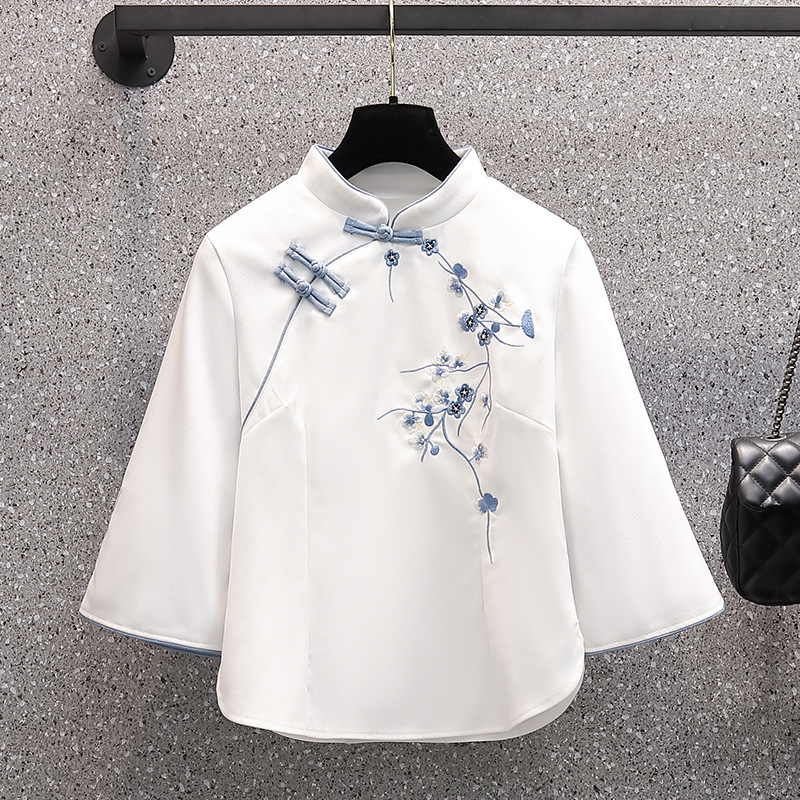 Picture of Republic of China Style Student Female Retro Autumn Embroidered Vertical Collar Buckle Chinese Zhongshan Suit Girlfriend Han Element Orchid Two-Piece Set