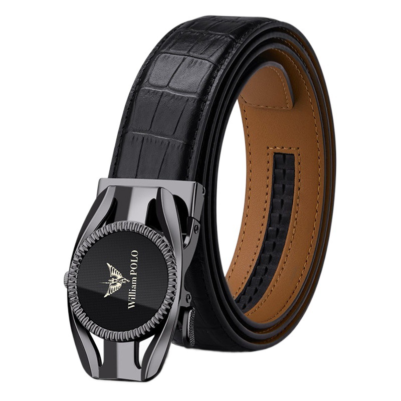 King Paul Belt Men's Leather Belt Business Cowhide Belt Men's Brand Men's Belt Dial Buckle Trouser Belt