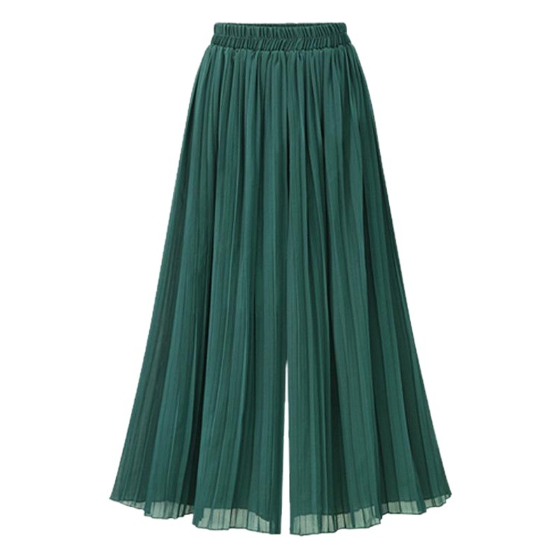 Spring and Summer Plus Size Plus Size 150kg Pleated Chiffon Pants for Fat mm High Waist Loose Casual Nine-Point Wide Leg Pants for Women