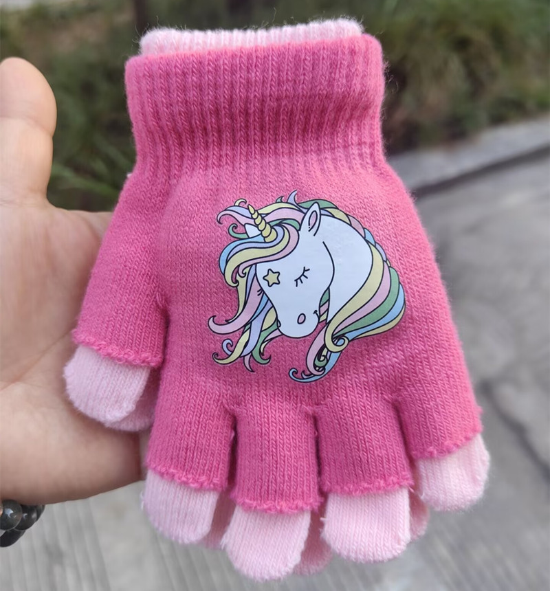 Picture of Children's gloves for boys and girls double-layer three-use autumn and winter warm Student five-finger children knitted astronaut gloves wholesale