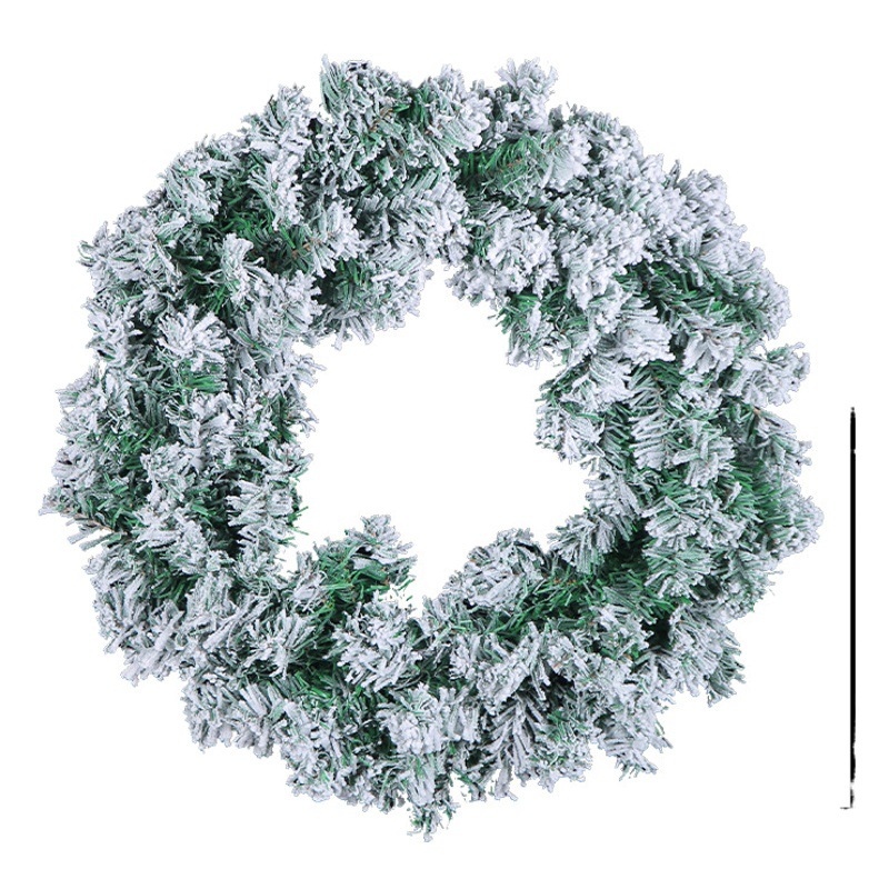 Vertical Hong cross-border small medium large Christmas garland snow-stained pvc rattan ring shopping mall window Christmas decoration pendant wholesale