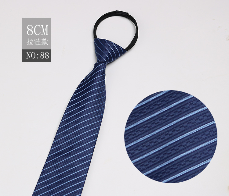 Picture of Factory Black Men's Tie Striped Blue Business Tie Lazy People Knot Free Zipper Tie in stock Wholesale