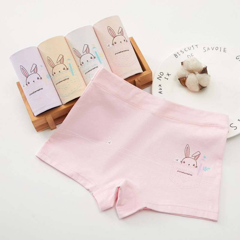 Children's Underwear Women's Pure Cotton Boxers Girls Cartoon Boxers Girls Students Shorts Head