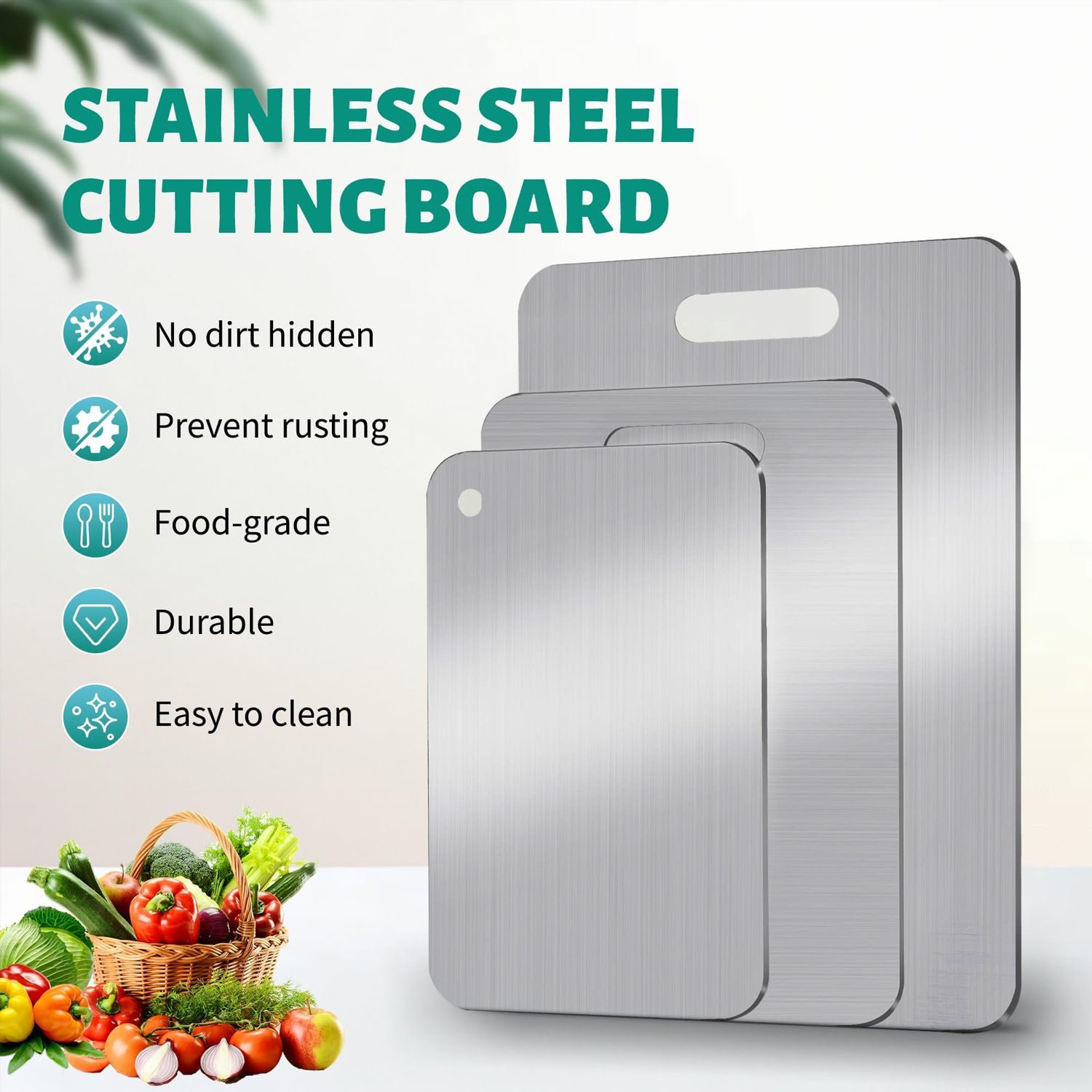 Stainless steel cutting board cutting board anti-corrosion mildew multi-purpose indoor and outdoor convenient stainless steel cutting board rolling board