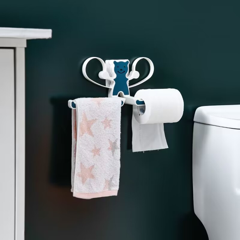 Picture of Punch-free clothes hanger storage balcony clothes hanger clip hook storage tissue towel storage washing machine rack