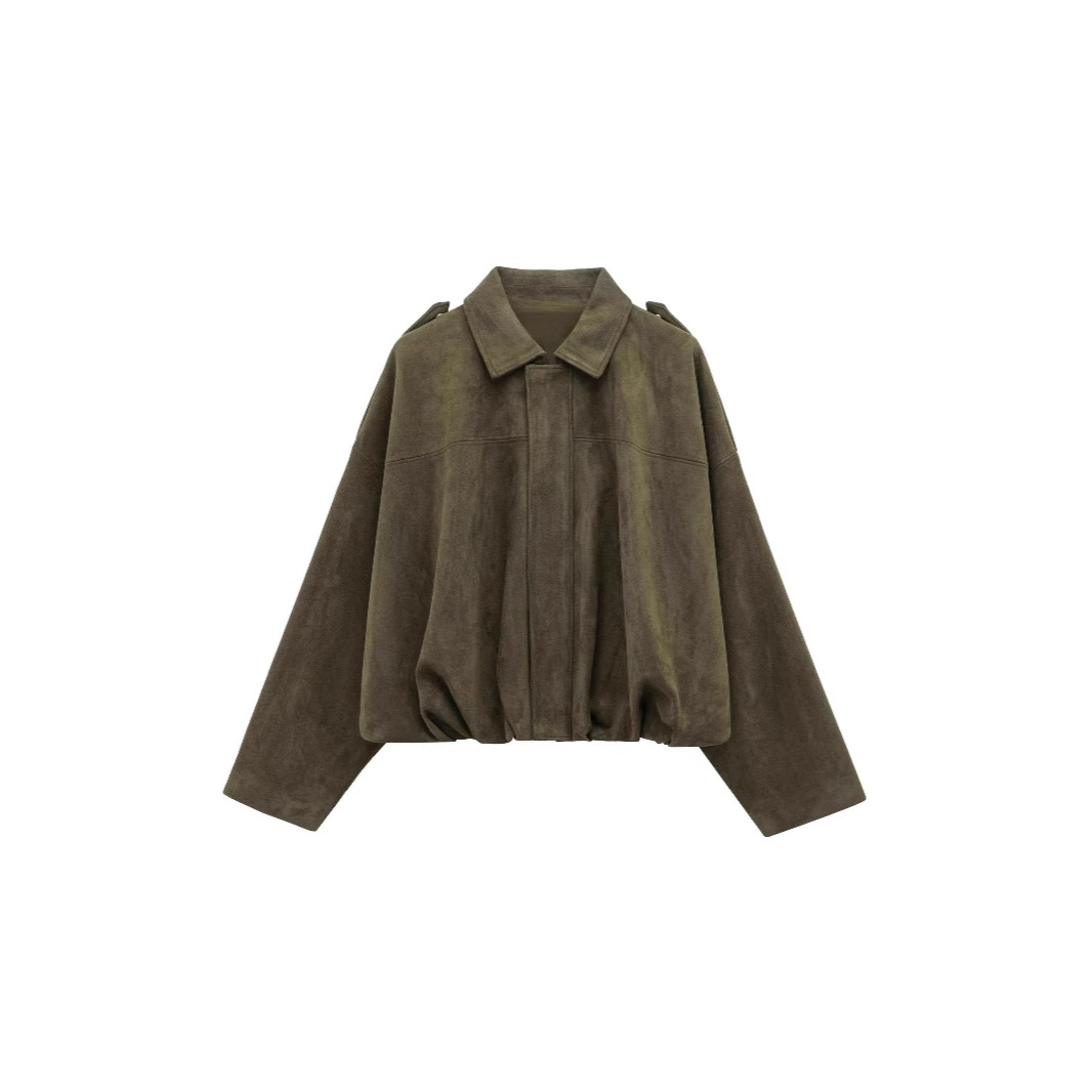 Picture of ZA foreign trade 2025 European and American style new spring women's suede texture effect bomber jacket coat