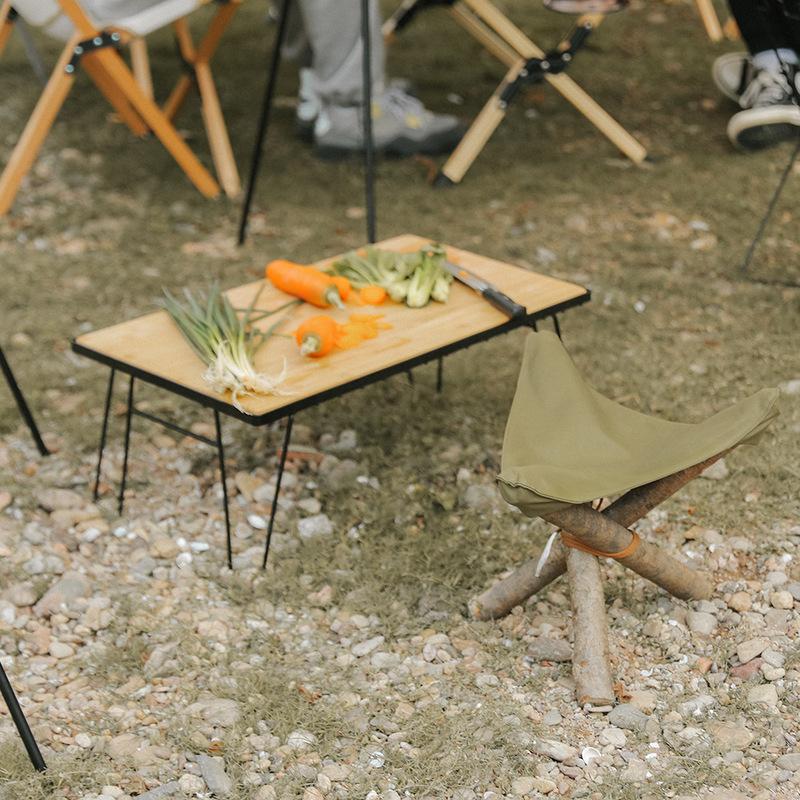 Picture of Outdoor Folding mesh table bamboo board dining table camping portable barbecue table multifunctional camping tableware draining rack mesh table