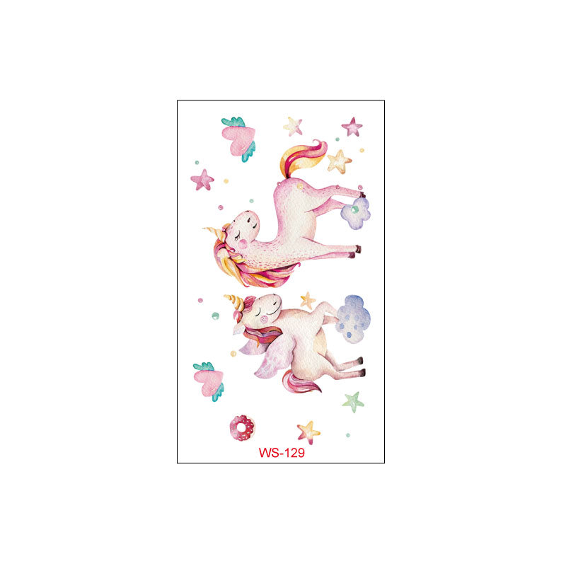 Picture of Unicorn Tattoo Sticker Original Children's Cute Cartoon Doll Birthday Rainbow Little Pegasus Waterproof Temporary Sticker