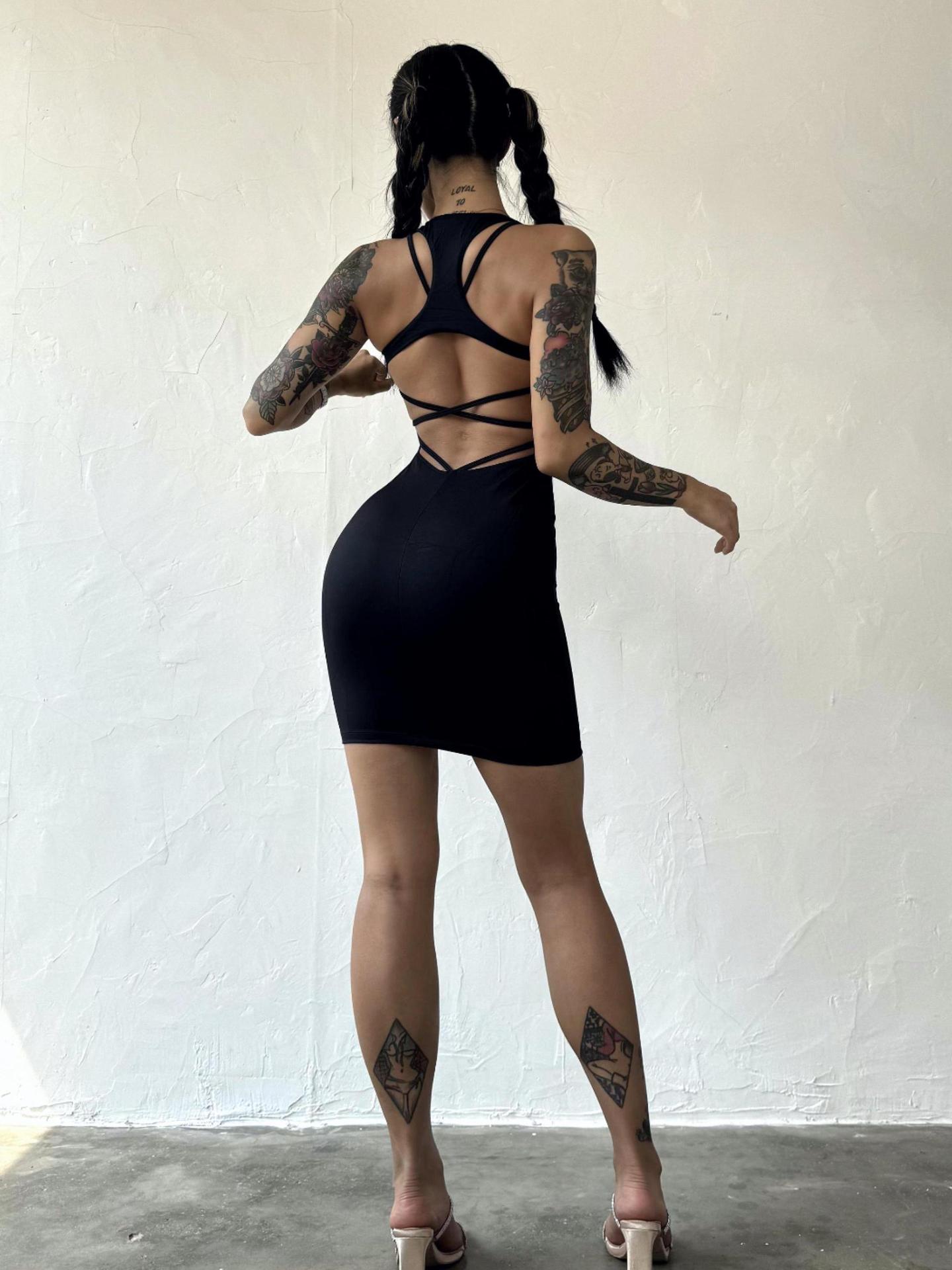Cross-border European and American Fitness Sports Leisure dress Women's Beautiful Back Sexy Bag Hip Skirt Cloud Sense Fabric Naked Sense Breathable